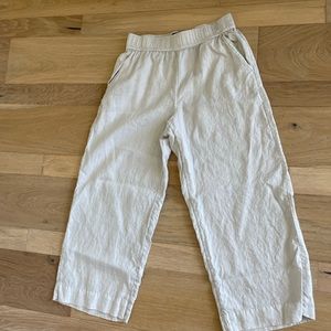 Wide leg linen ankle pant